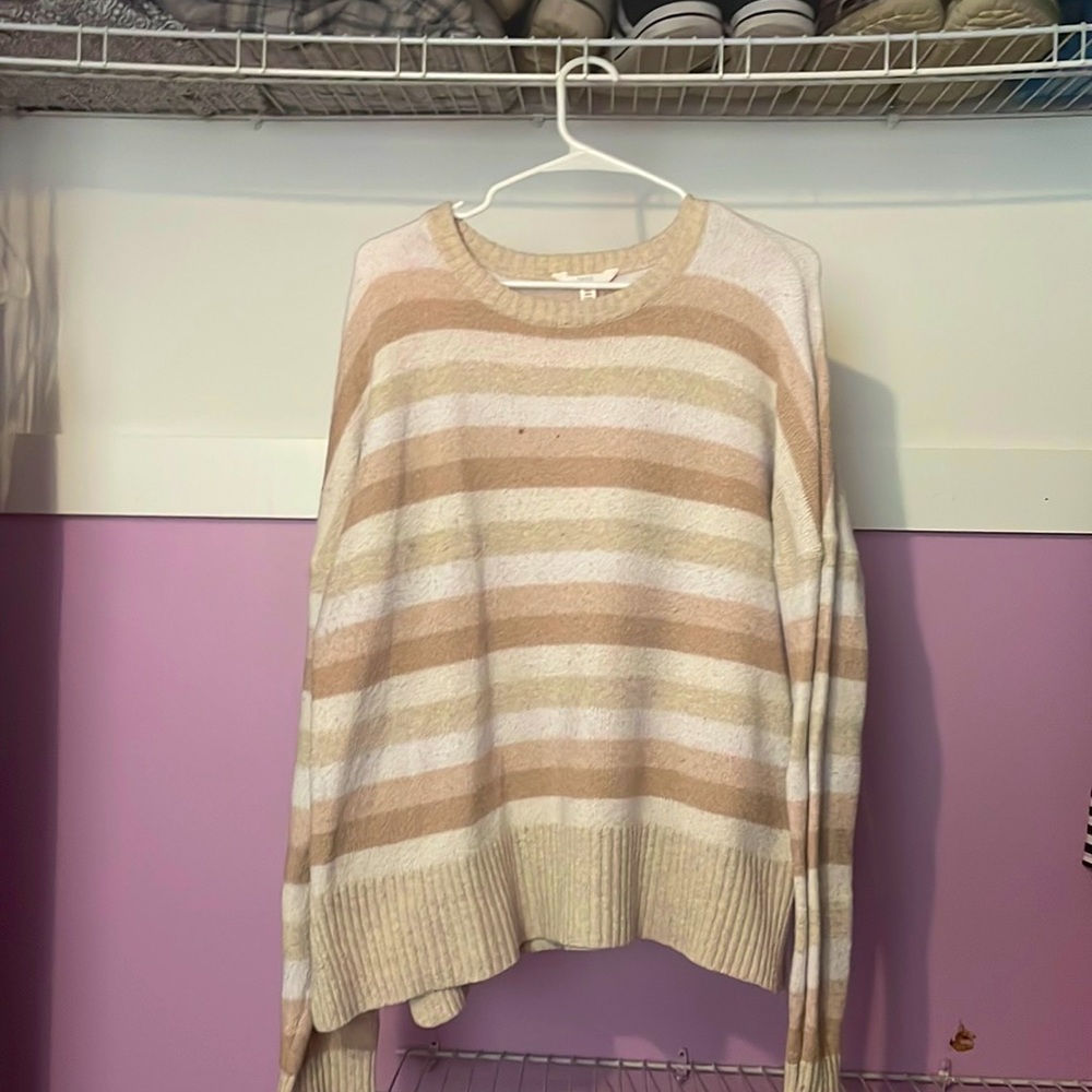 sweater XXL(20) striped with tan,cream,white colors